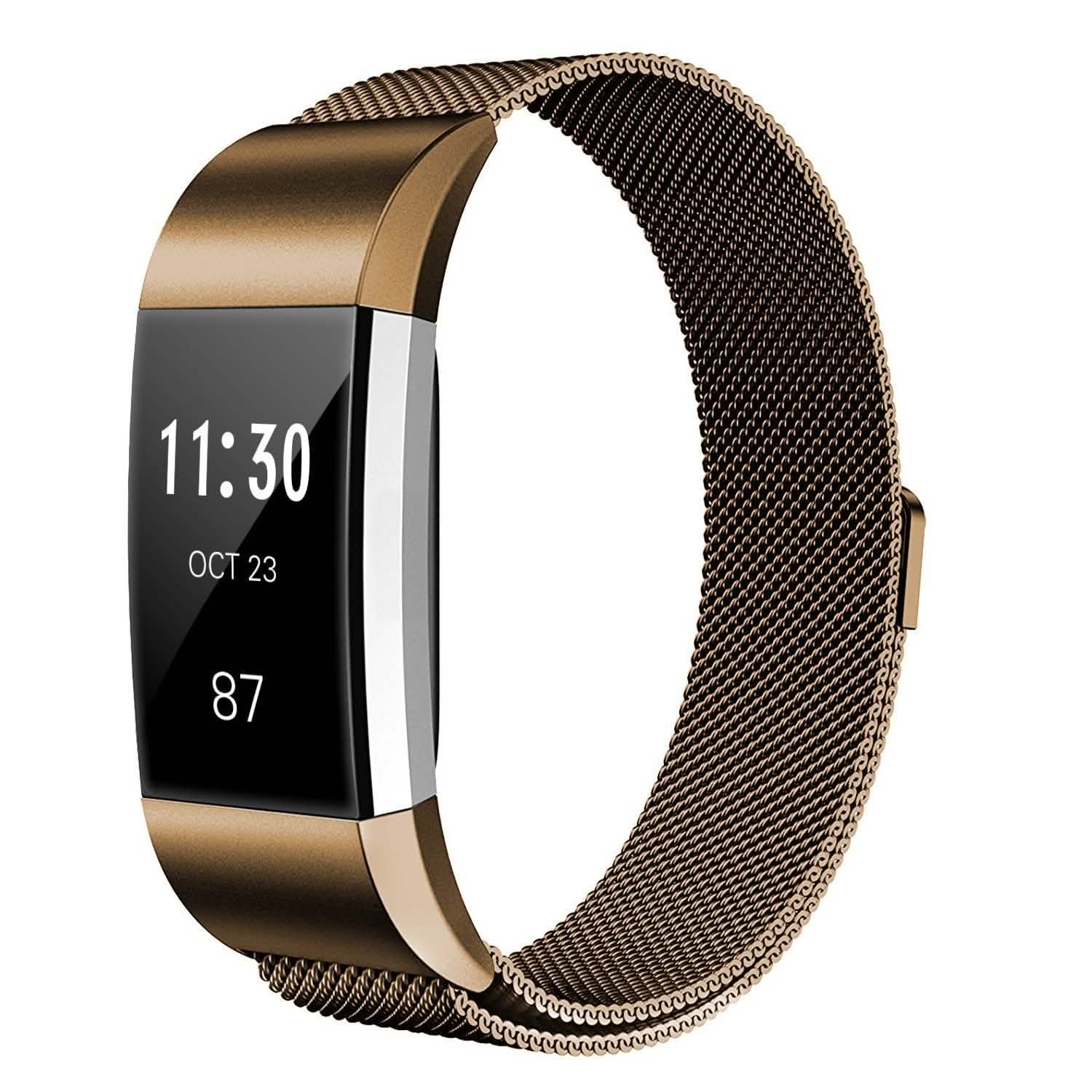 Bracelet milanais en acier inoxydable pour Fitbit Charge 2