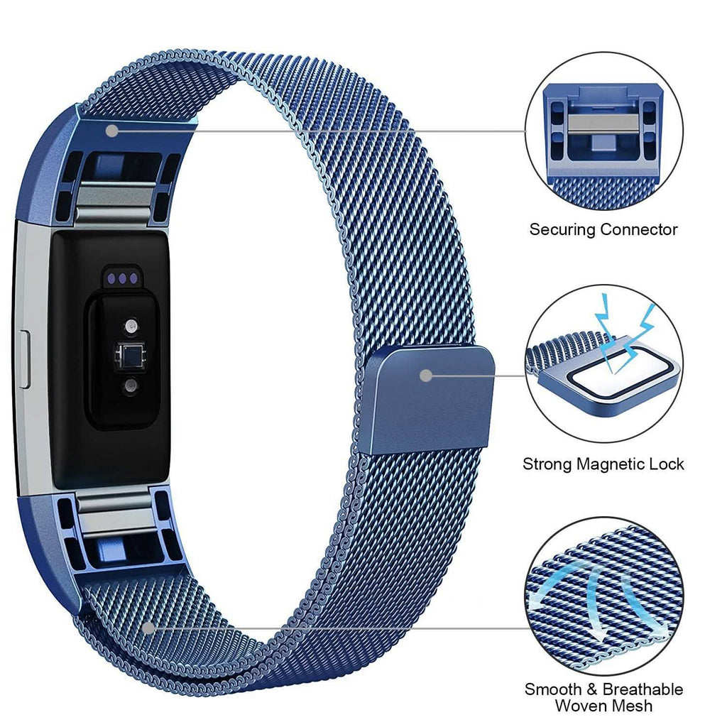 Bracelet milanais en acier inoxydable pour Fitbit Charge 2