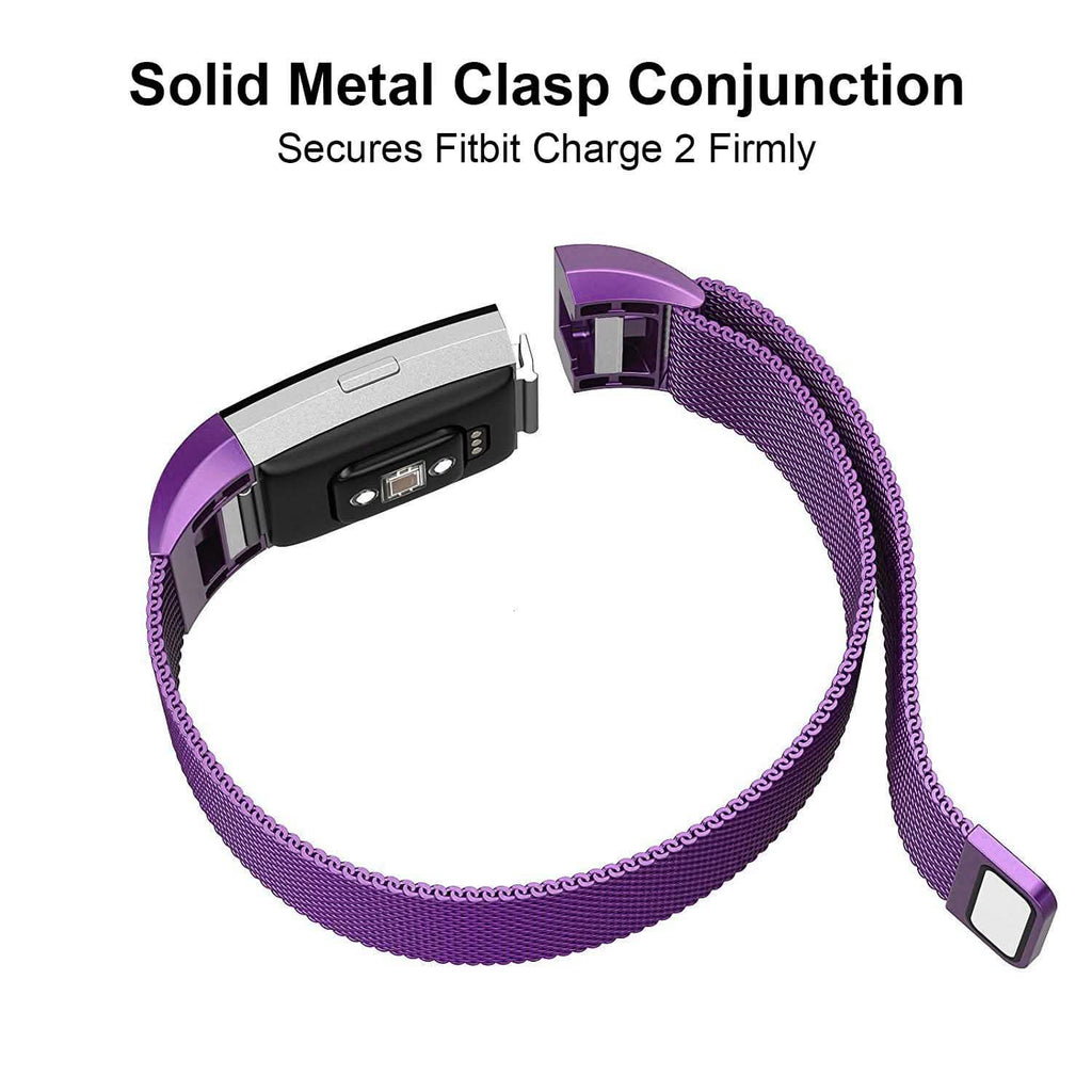 Bracelet milanais en acier inoxydable pour Fitbit Charge 2