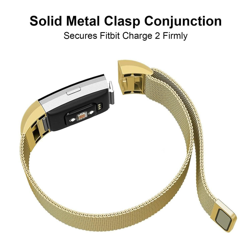 Bracelet milanais en acier inoxydable pour Fitbit Charge 2