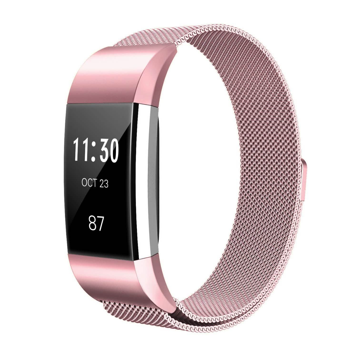 Bracelet milanais en acier inoxydable pour Fitbit Charge 2