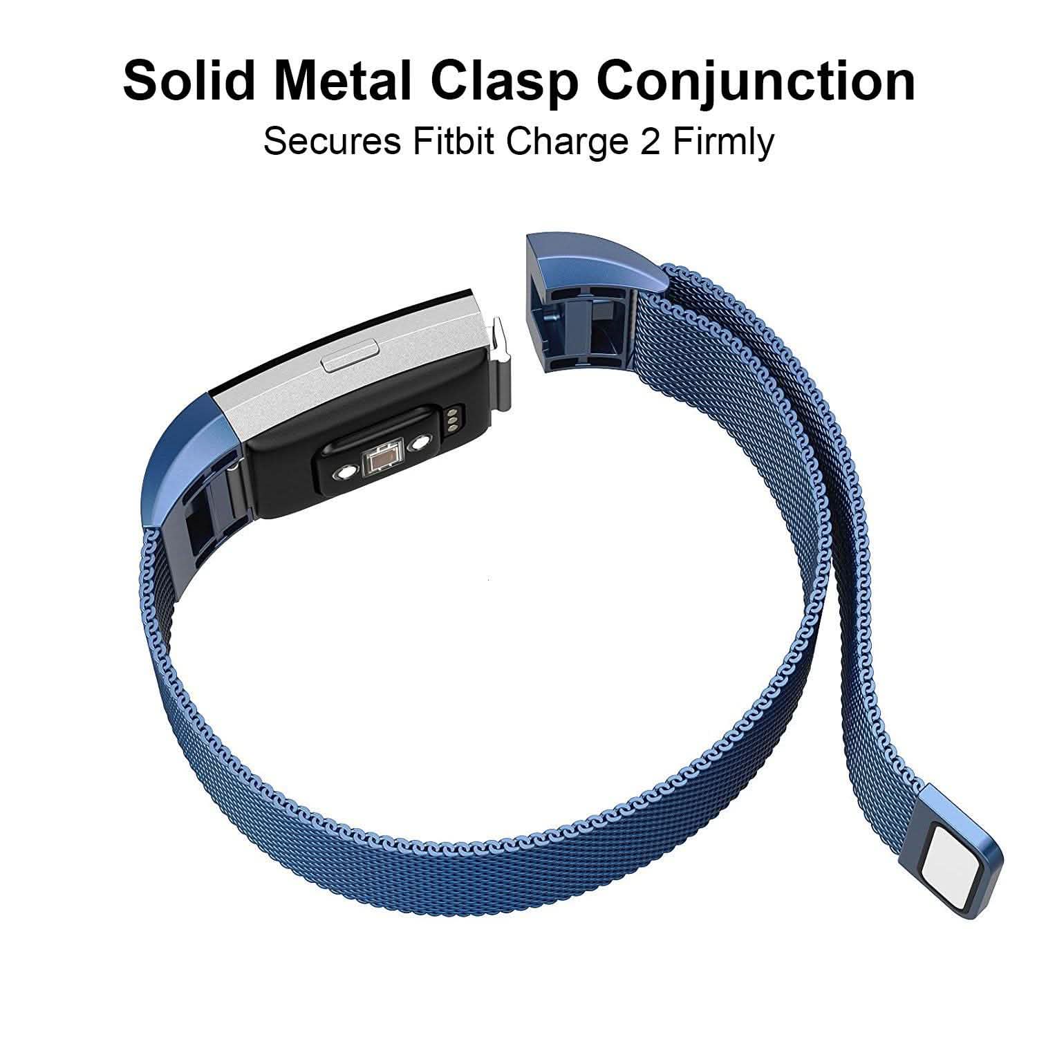 Bracelet milanais en acier inoxydable pour Fitbit Charge 2