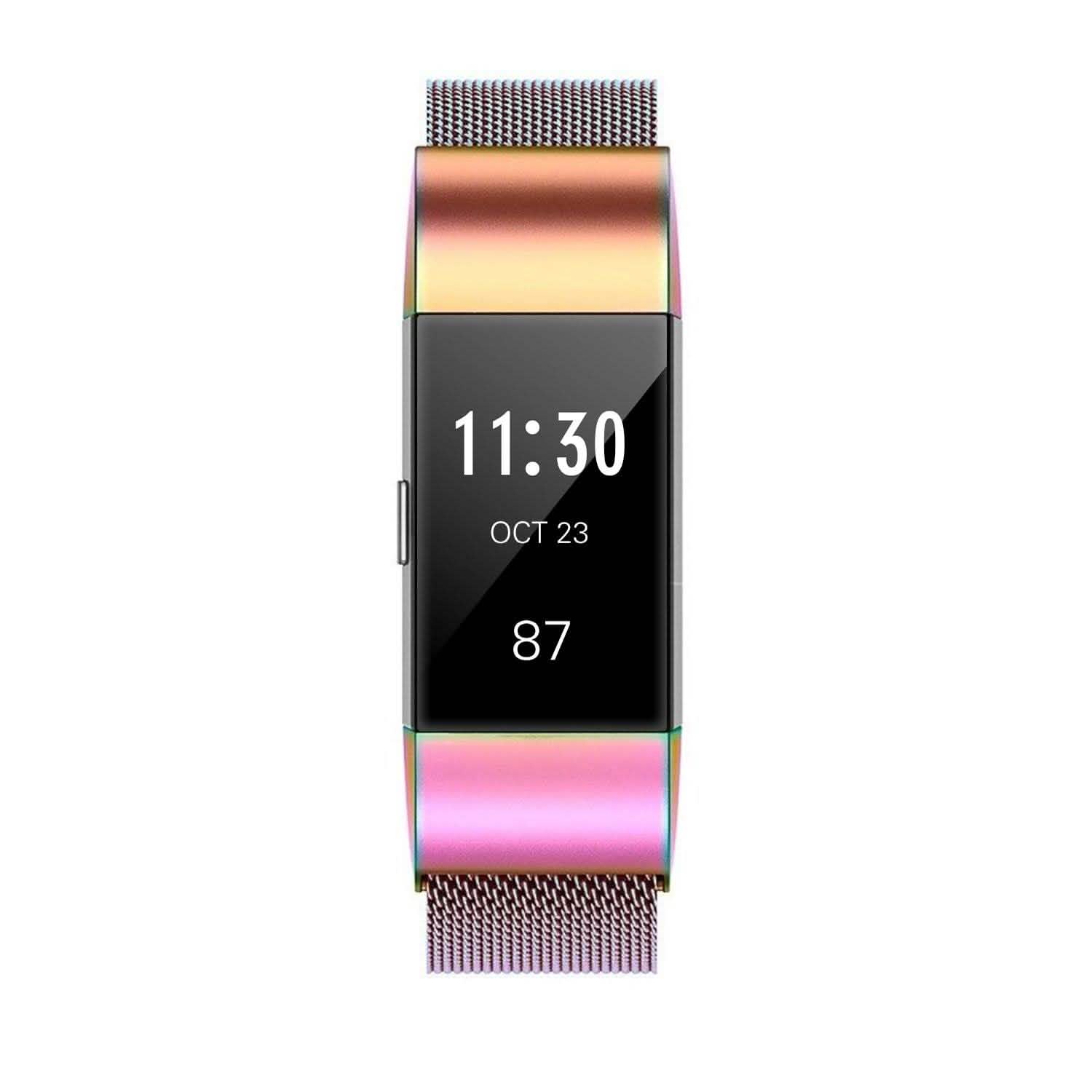 Bracelet milanais en acier inoxydable pour Fitbit Charge 2