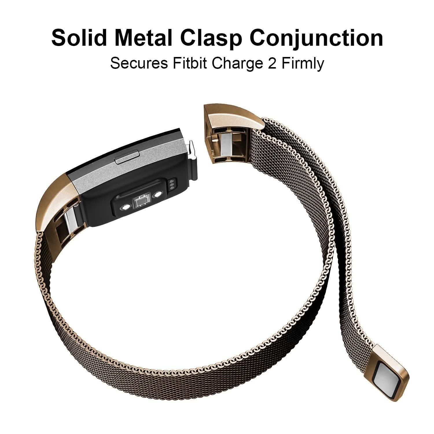 Bracelet milanais en acier inoxydable pour Fitbit Charge 2