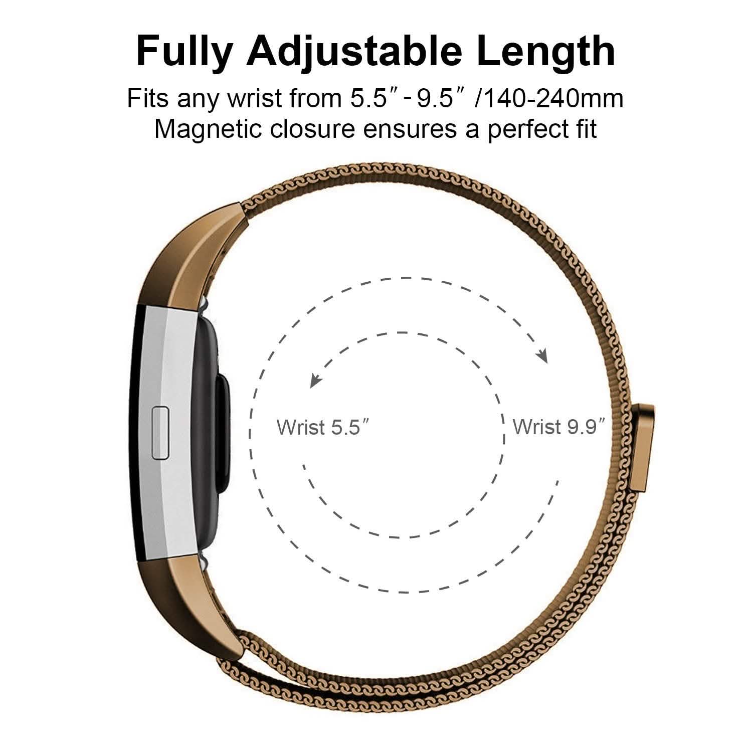 Bracelet milanais en acier inoxydable pour Fitbit Charge 2