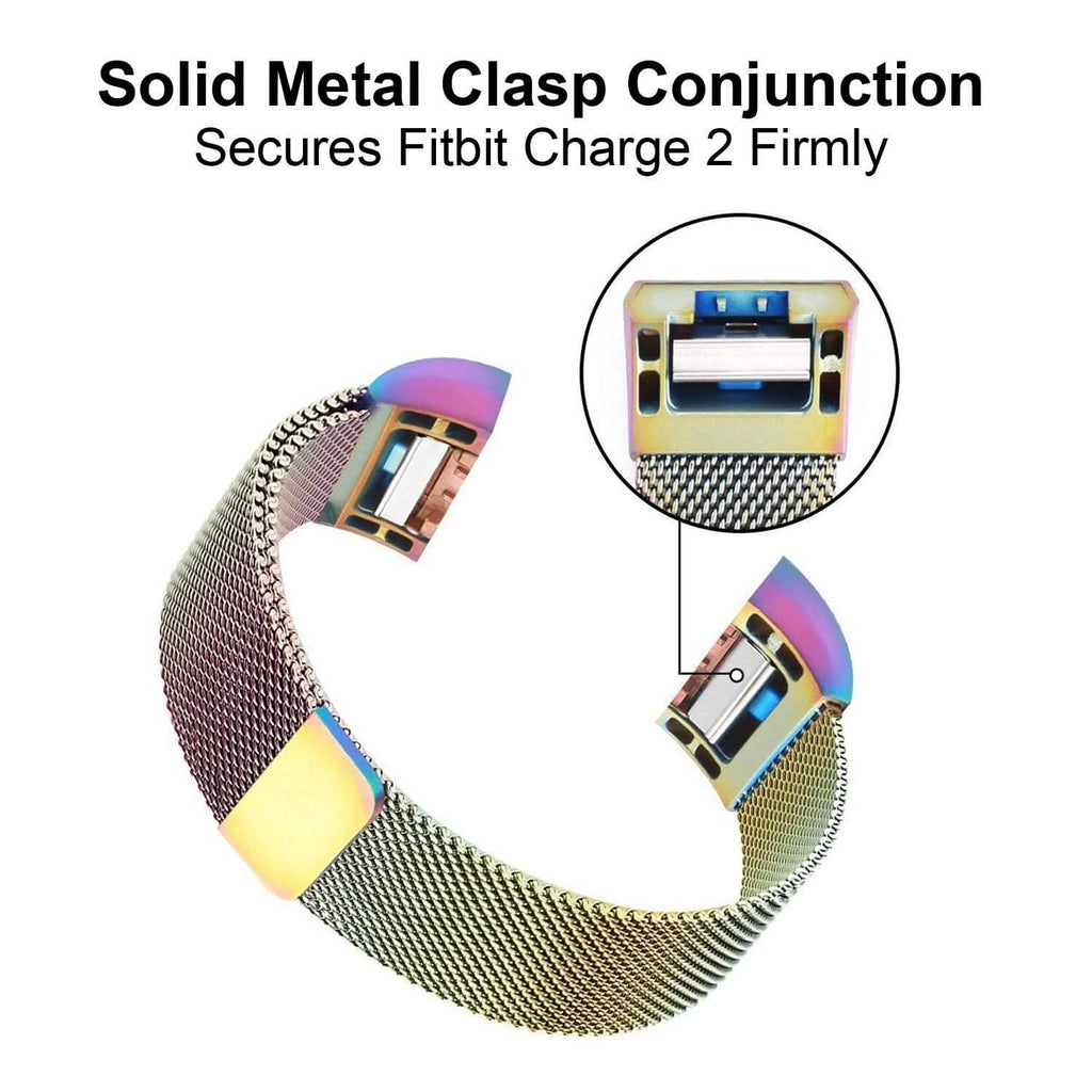 Bracelet milanais en acier inoxydable pour Fitbit Charge 2