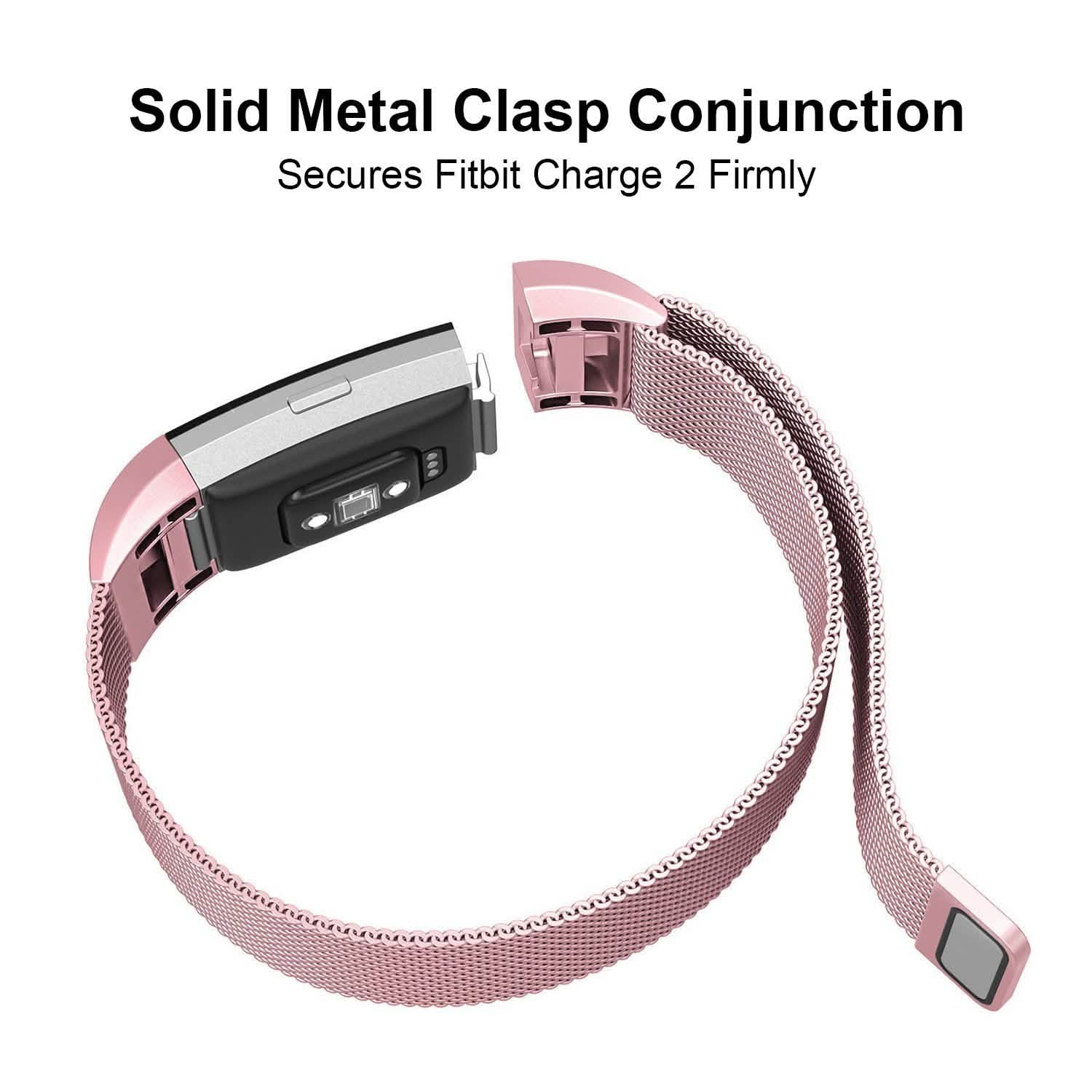 Bracelet milanais en acier inoxydable pour Fitbit Charge 2