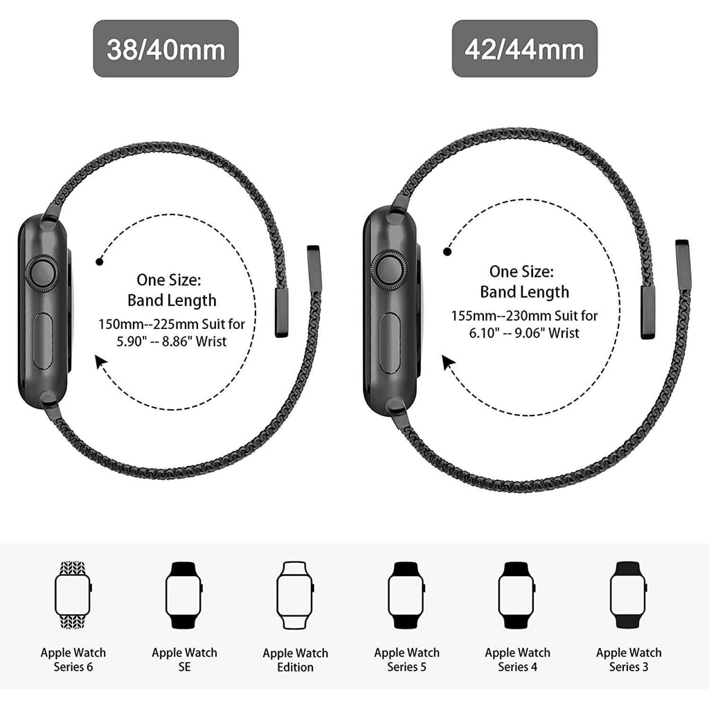 Bracelet maille en acier inoxydable de remplacement pour Apple Watch