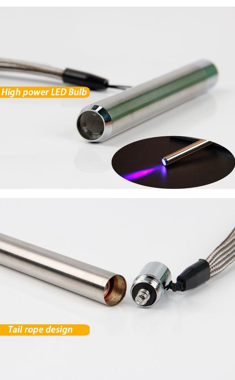 Mini lampe de poche UV LED portable en acier inoxydable, lumière noire, pour détection des fuites, urine d'animaux, punaises de lit, taches sèches et détection de marqueurs de colorant