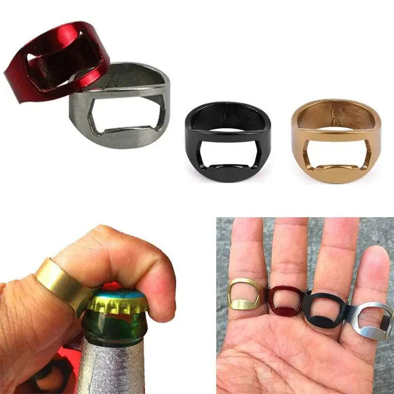 Ouvre-bouteille en acier inoxydable en forme d'anneau pour canettes et bouteilles, ouvre-bouchons, gadgets de cuisine, outils de bar utiles