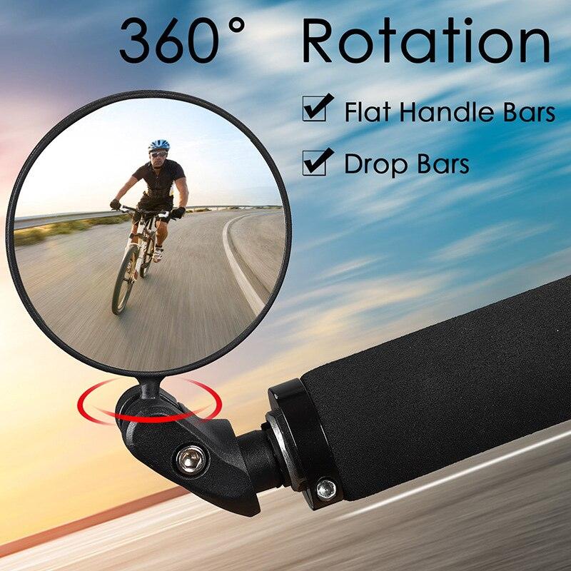 Rétroviseur de vélo rotatif en acier inoxydable Rétroviseur de vélo Rétroviseur de guidon de vélo Miroir de sécurité HD convexe réglable rotatif avec large champ de vision pour VTT