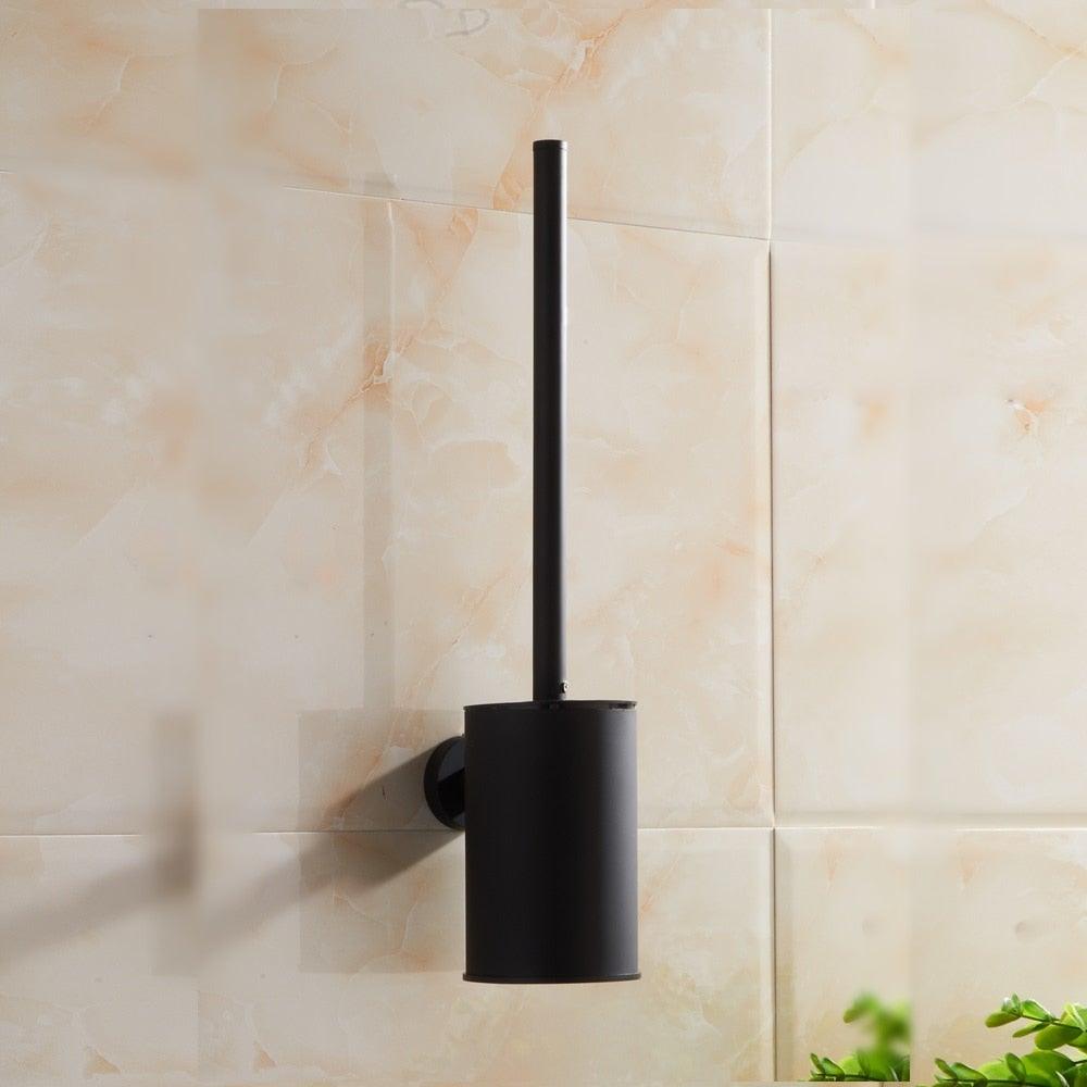 Support de brosse WC en acier inoxydable avec brosse WC, support mural ou sur pied, poignée antidérapante