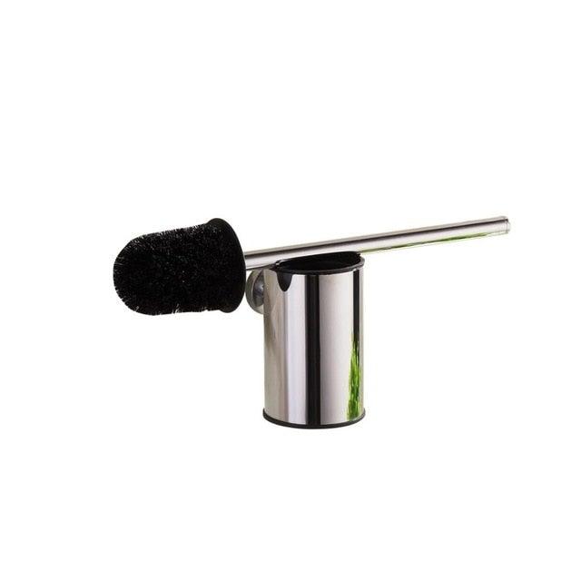 Support de brosse WC en acier inoxydable avec brosse WC, support mural ou sur pied, poignée antidérapante