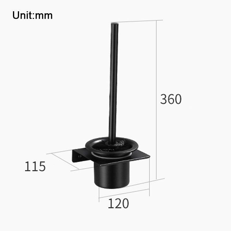 Porte-balai WC en acier inoxydable noir mural pour kit de nettoyage de salle de bain