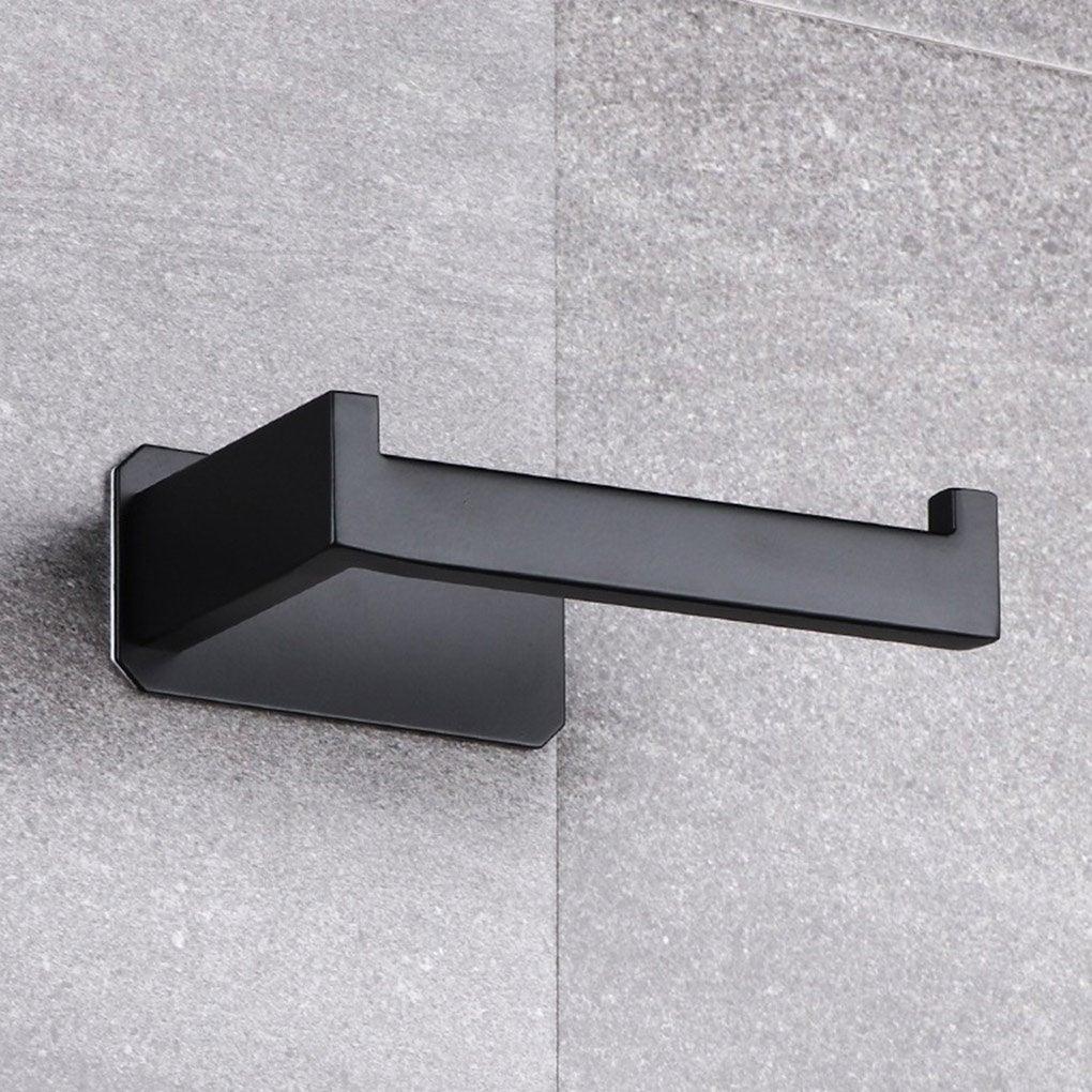 Porte-papier toilette en acier inoxydable, auto-adhésif, pour salle de bain, finition noire, installation facile sans vis, distributeur et supports muraux pour rouleaux de papier toilette noirs mats pour salle de bain et cuisine