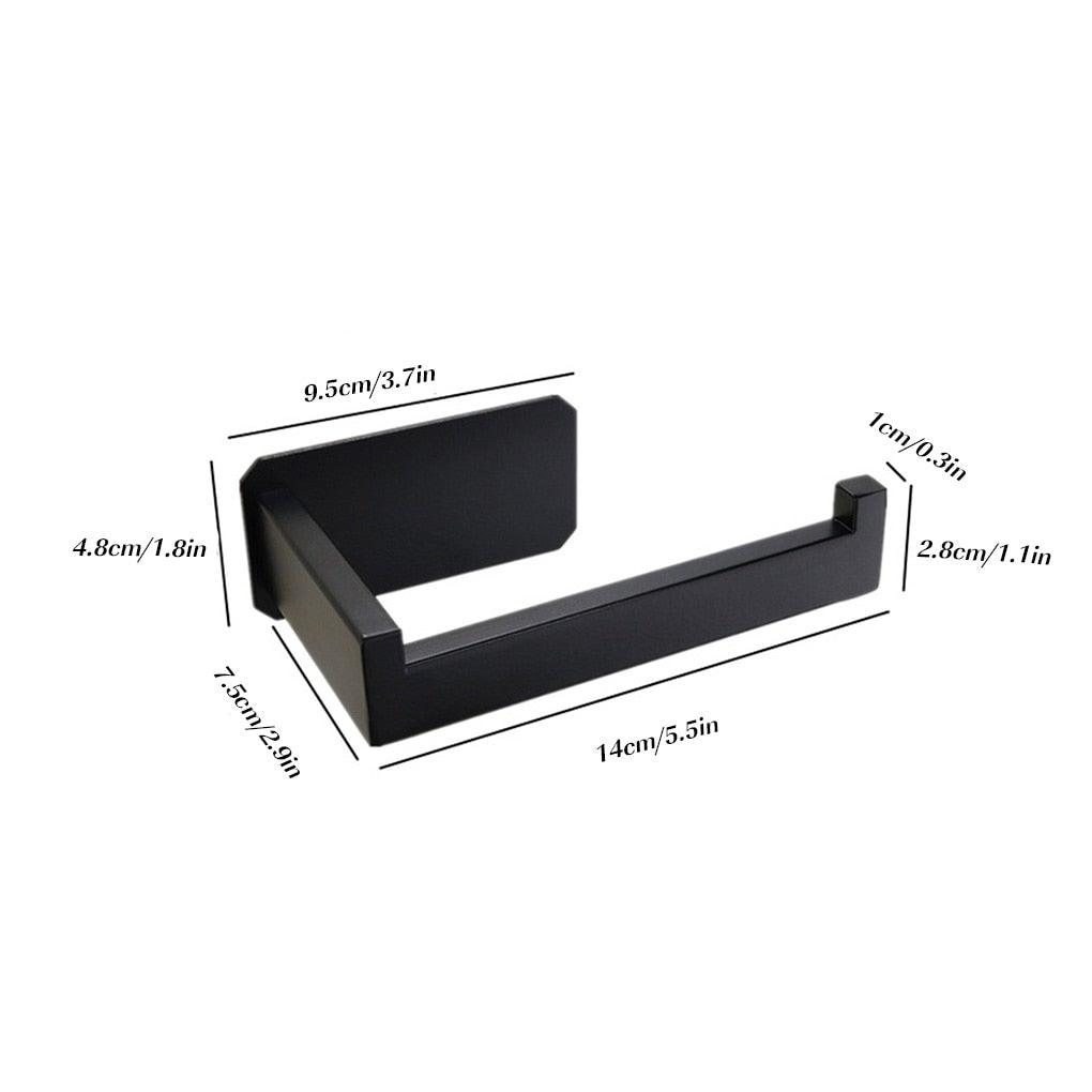 Porte-papier toilette en acier inoxydable, auto-adhésif, pour salle de bain, finition noire, installation facile sans vis, distributeur et supports muraux pour rouleaux de papier toilette noirs mats pour salle de bain et cuisine