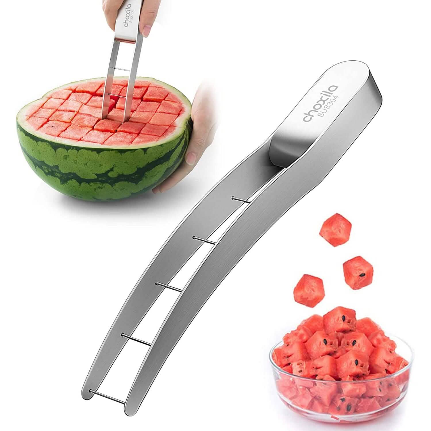 Coupe-pastèque en dés en acier inoxydable