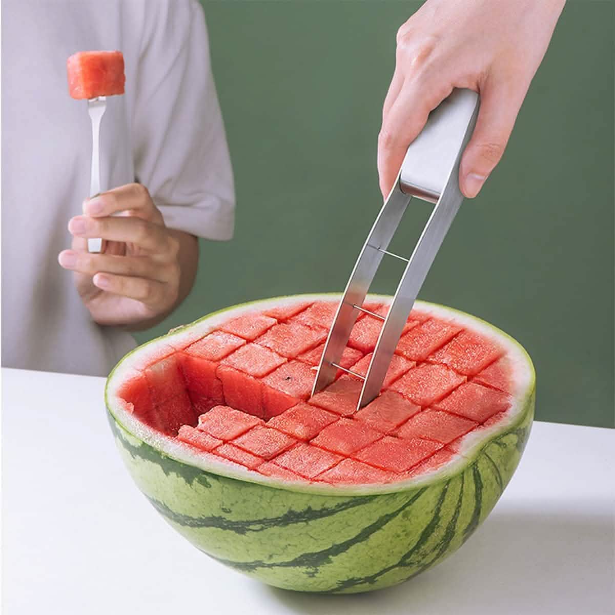 Coupe-pastèque en dés en acier inoxydable