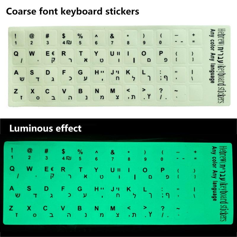 Autocollants de clavier 3 en 1 mats standards, 10 types, hébreu, film de lettres anglais, arabe, russe pour accessoires d'ordinateur portable, protection de clavier d'ordinateur portable pour les amateurs de jeux