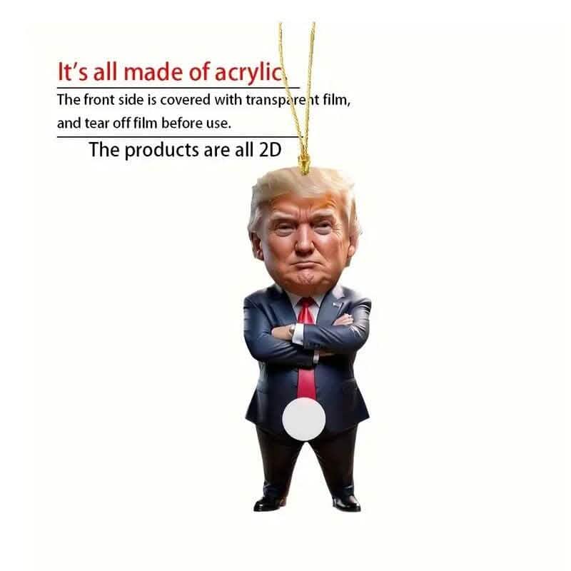 Ornement en acrylique représentant Trump, décoration à suspendre pour sapin de Noël