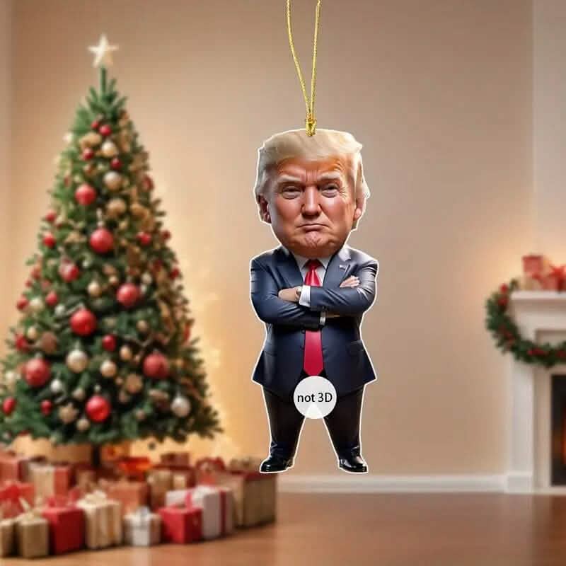 Ornement en acrylique représentant Trump, décoration à suspendre pour sapin de Noël