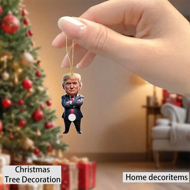 Ornement en acrylique représentant Trump, décoration à suspendre pour sapin de Noël