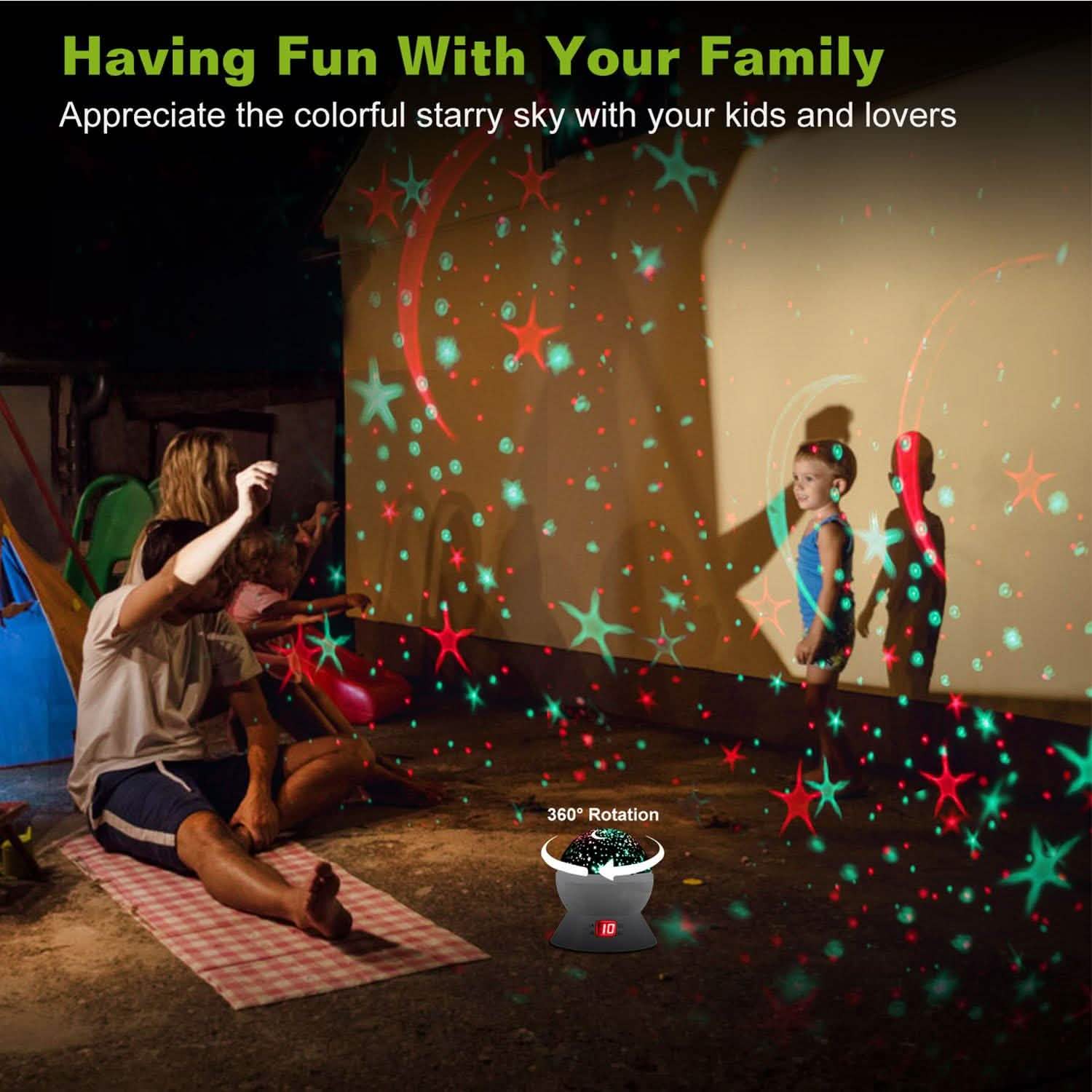 Projecteur LED Étoiles et Lune Veilleuse Enfant
