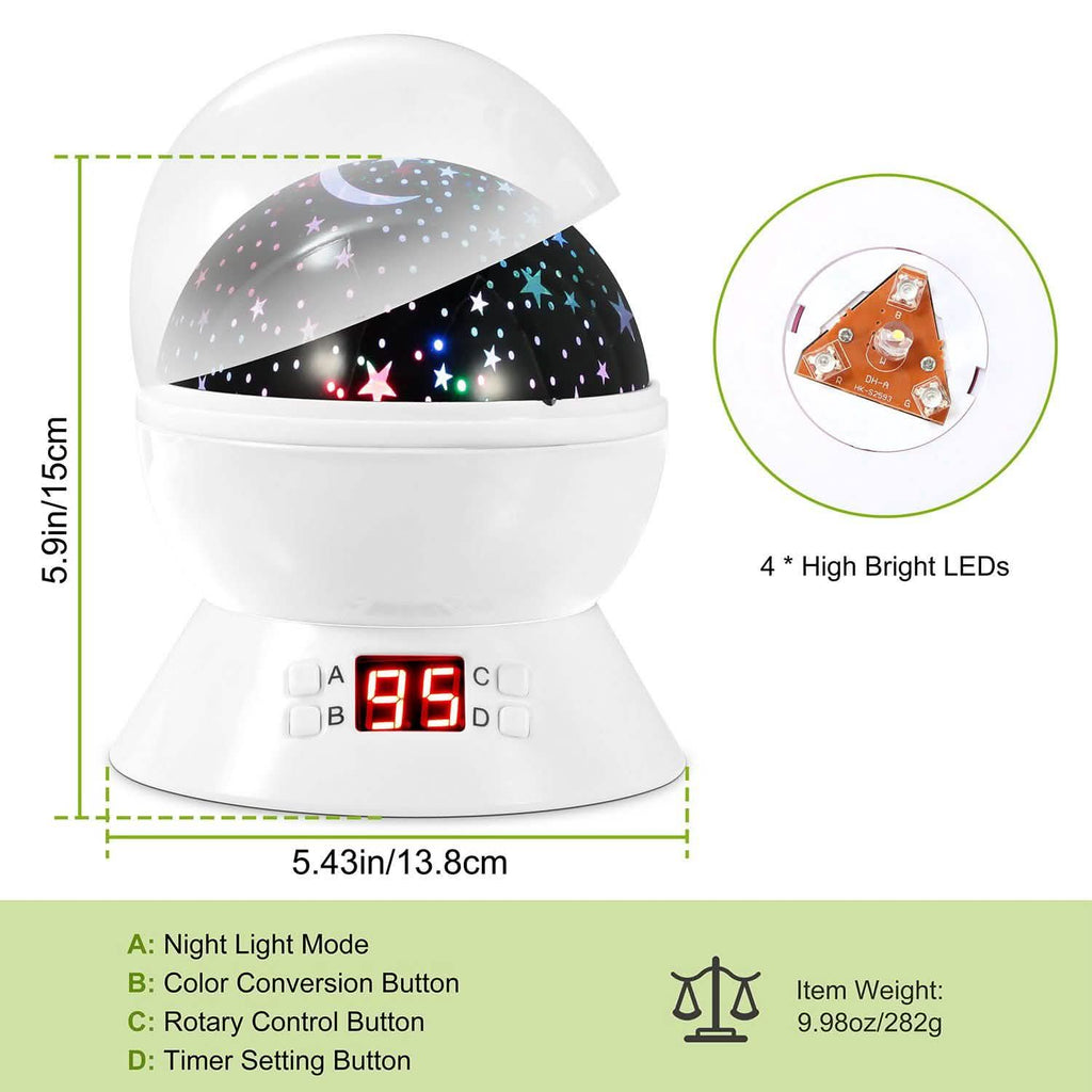 Projecteur LED Étoiles et Lune Veilleuse Enfant