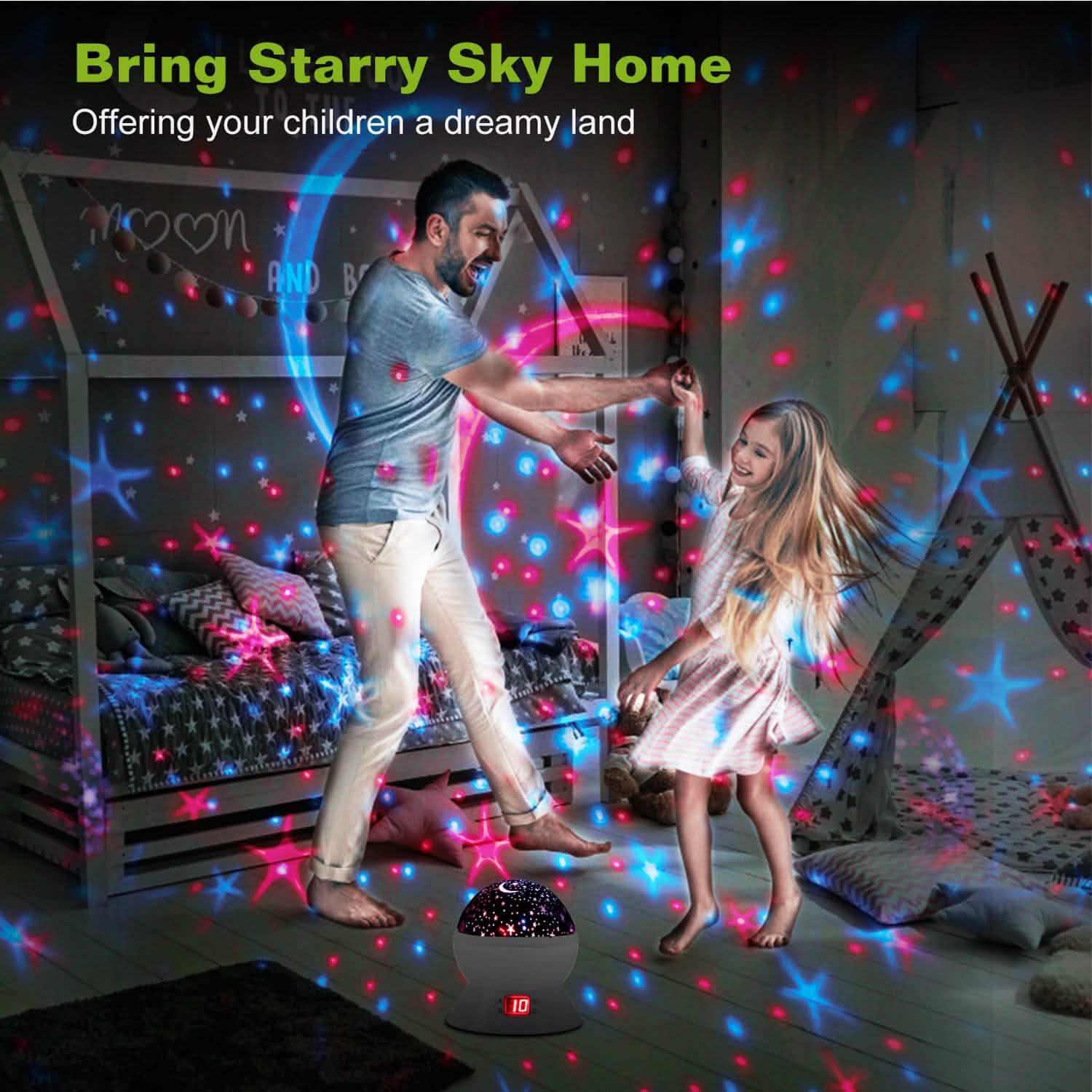 Projecteur LED Étoiles et Lune Veilleuse Enfant