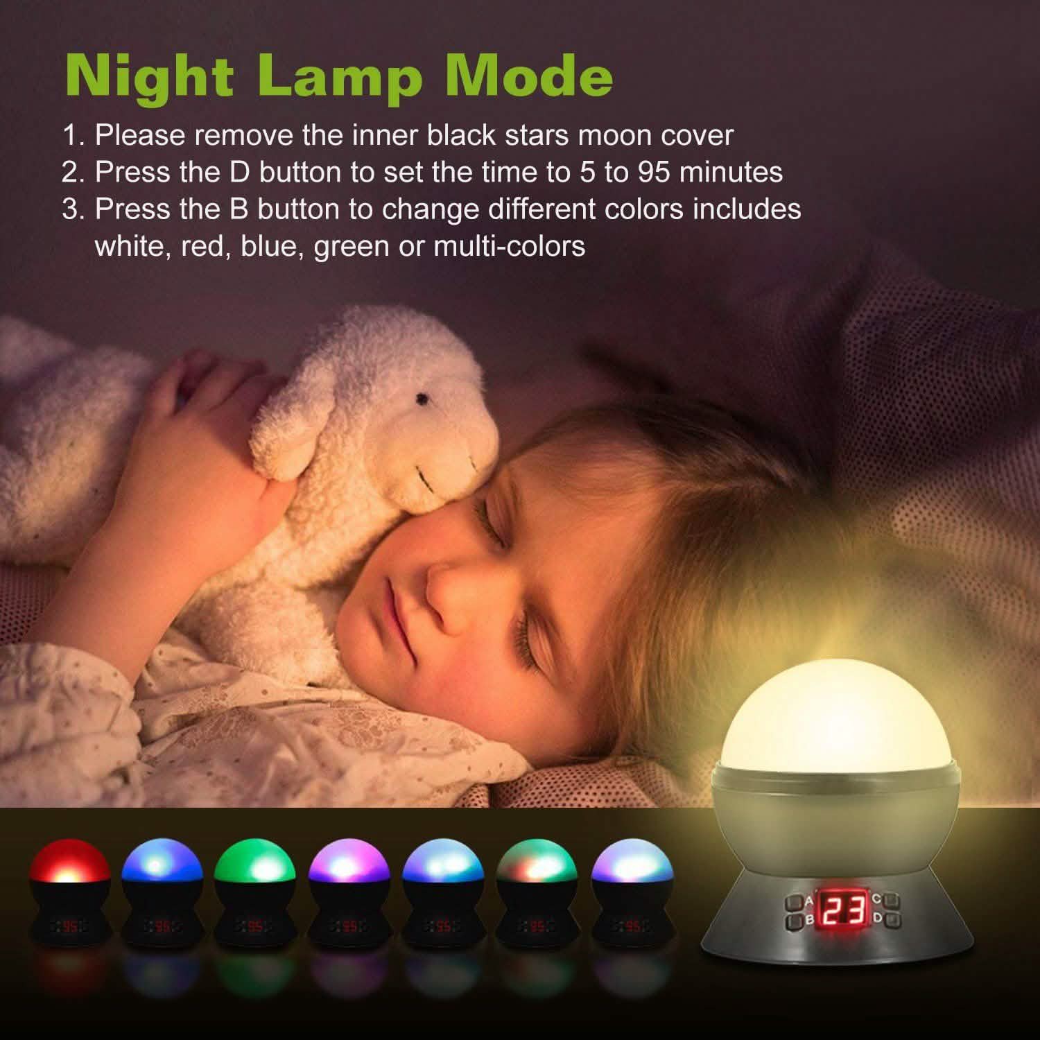 Projecteur LED Étoiles et Lune Veilleuse Enfant