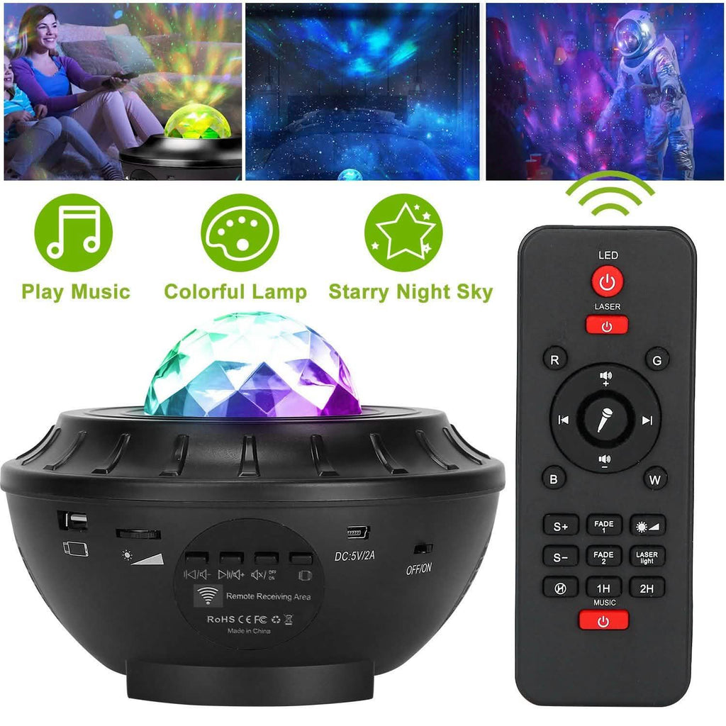 Lampe projecteur d'étoiles RGBW sans fil avec haut-parleur de musique et veilleuse