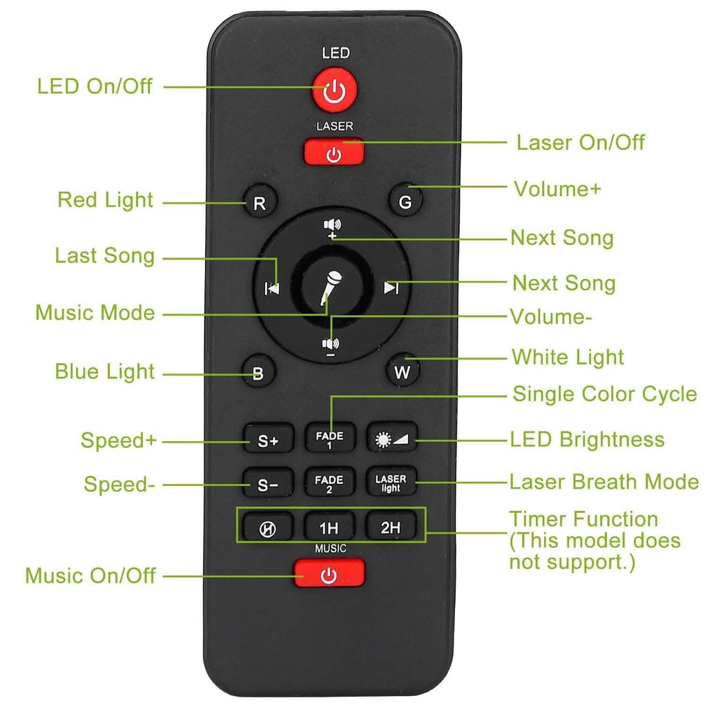 Lampe projecteur d'étoiles RGBW sans fil avec haut-parleur de musique et veilleuse