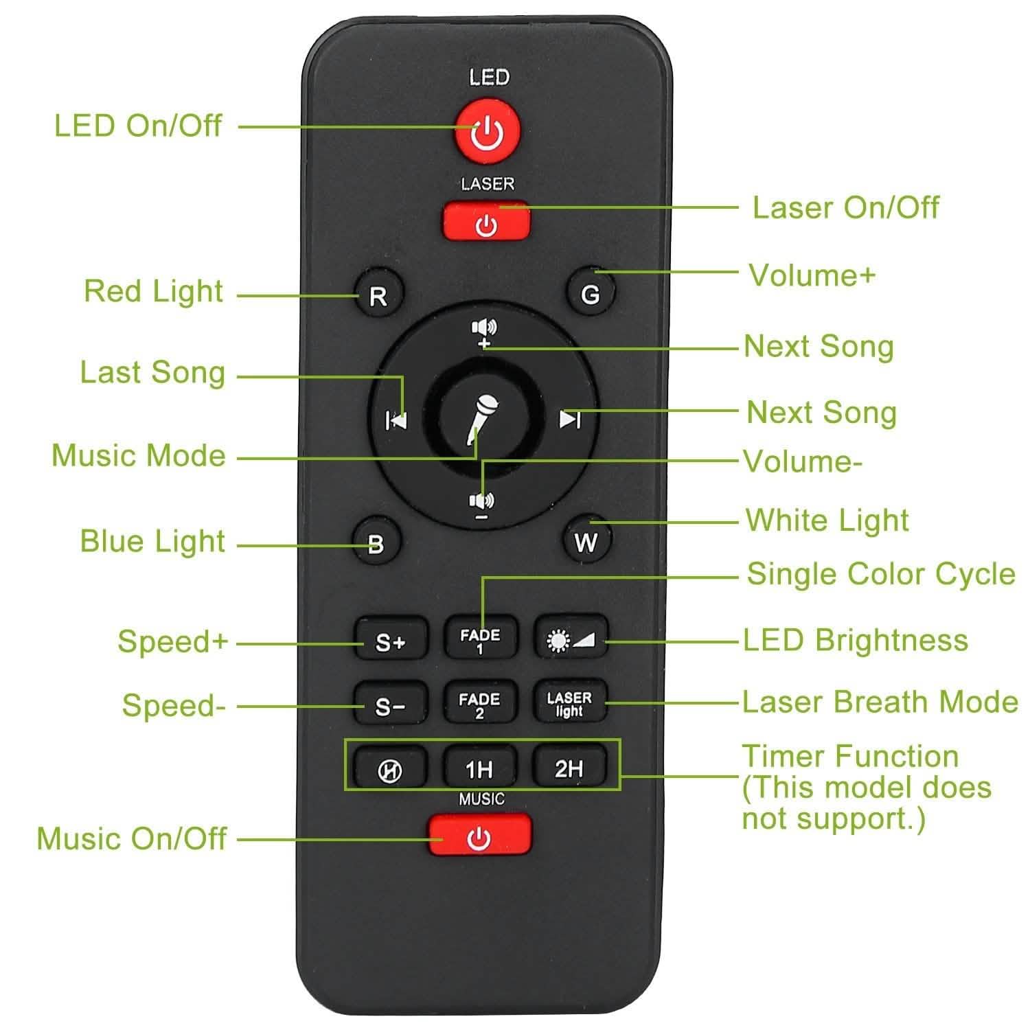 Lampe projecteur d'étoiles RGBW sans fil avec haut-parleur de musique et veilleuse