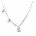 Sterling Silver CZ Crescent Moon Necklace