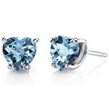 Clous d'oreilles cœur en argent sterling avec topaze bleue 2,00 carats