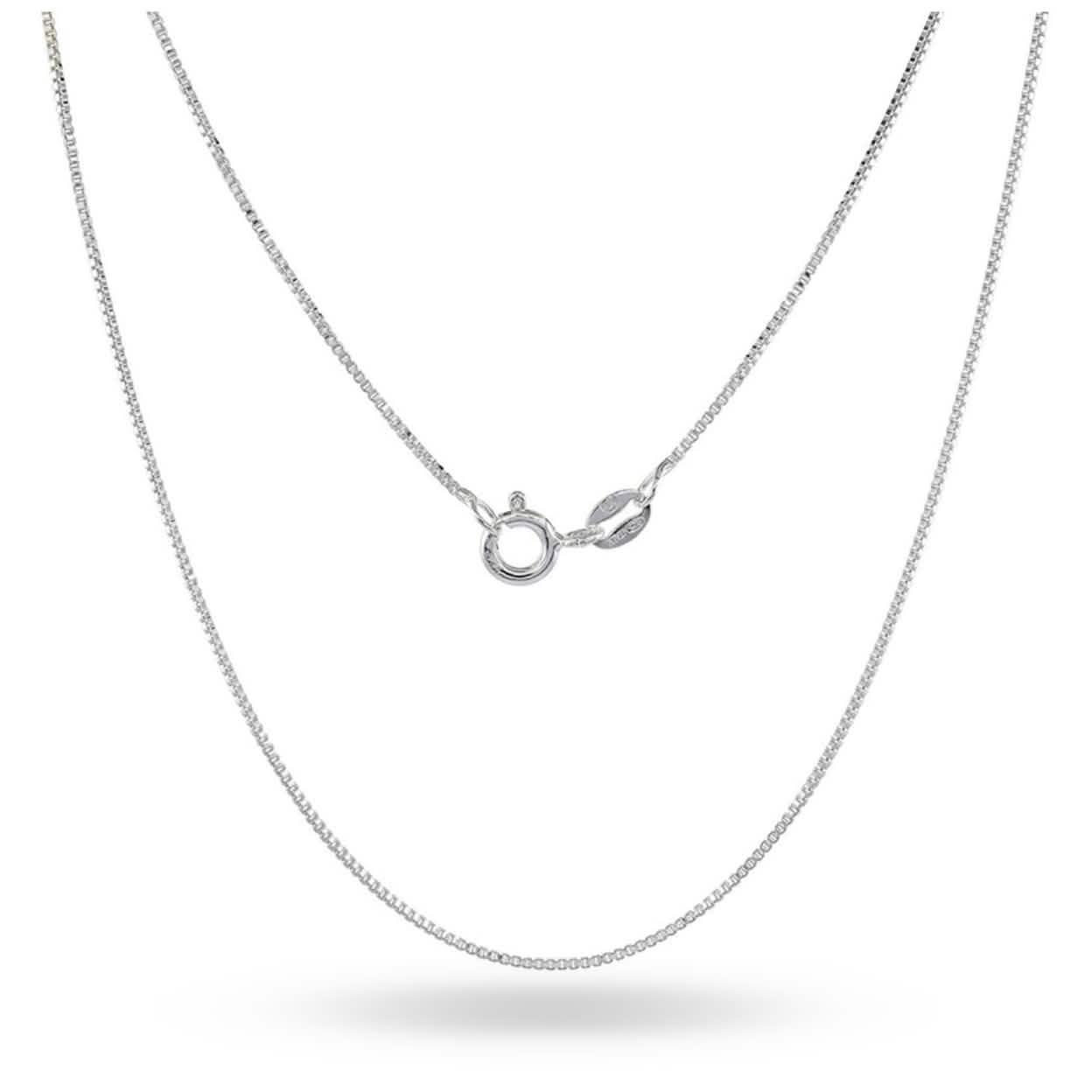 Collier en chaîne boîte unisexe en argent sterling de 0,8 mm