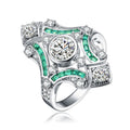 Bague moderne en argent sterling avec zircones cubiques taille baguette et rondes