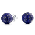 Clous d'oreilles boules en argent sterling et lapis-lazuli bleu