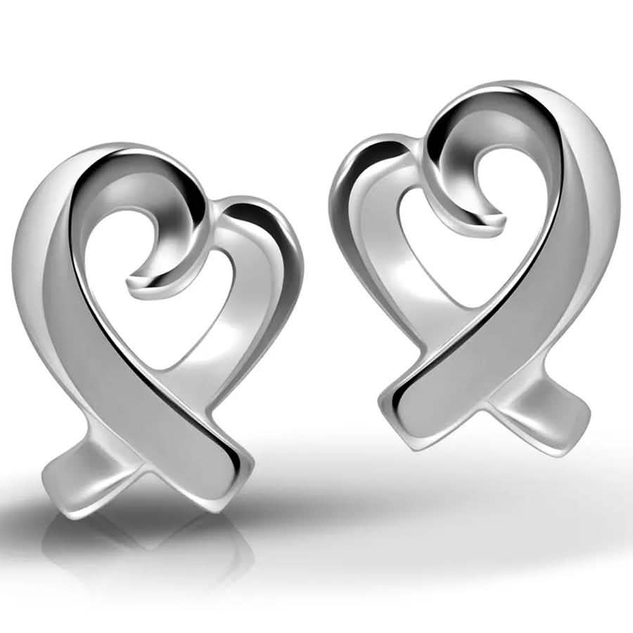 Boucles d'oreilles classiques cœur ouvert en argent sterling