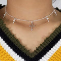 Collier sautoir croix en argent sterling