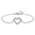 Bracelet cœur en argent sterling avec oxydes de zirconium