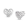 Boucles d'oreilles cœur en argent sterling et oxydes de zirconium