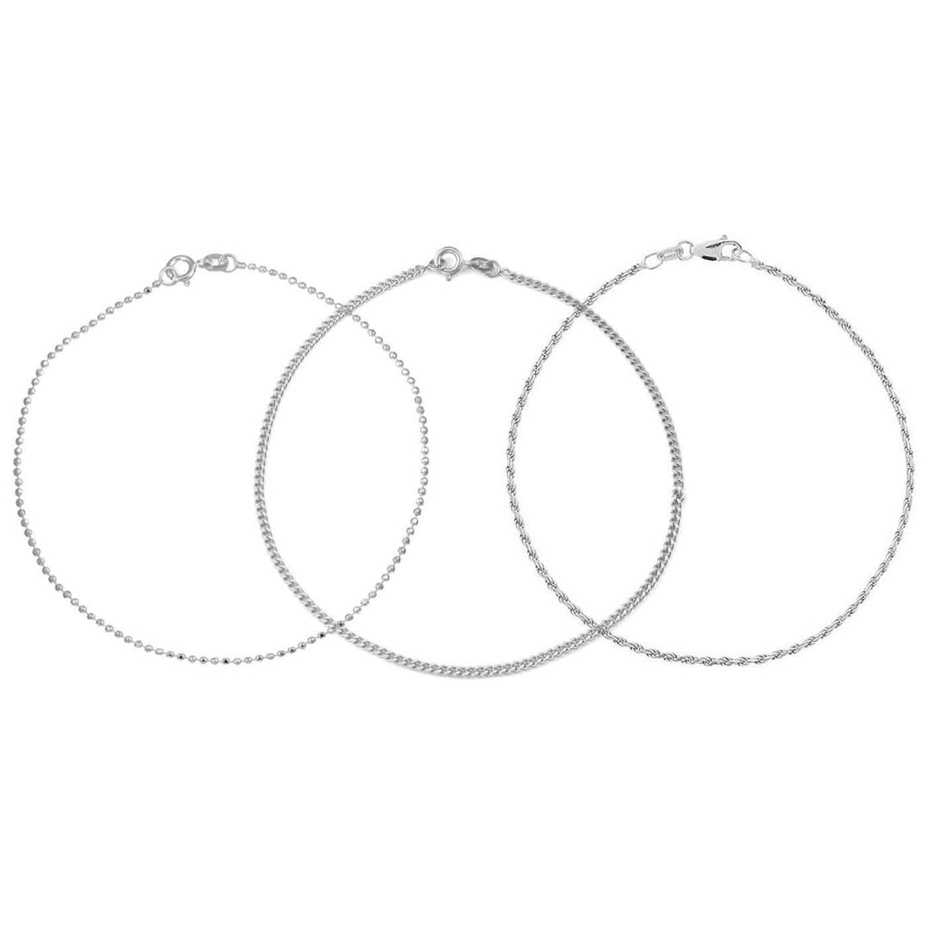 Bracelets de cheville en argent sterling fabriqués en Italie
