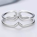 Bague ajustable ouverte minimaliste à 2 rangs en argent sterling