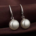 Boucles d'oreilles créoles avec pendentif perle en argent sterling plaqué