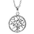 Collier en argent sterling avec pendentif arbre de vie rond