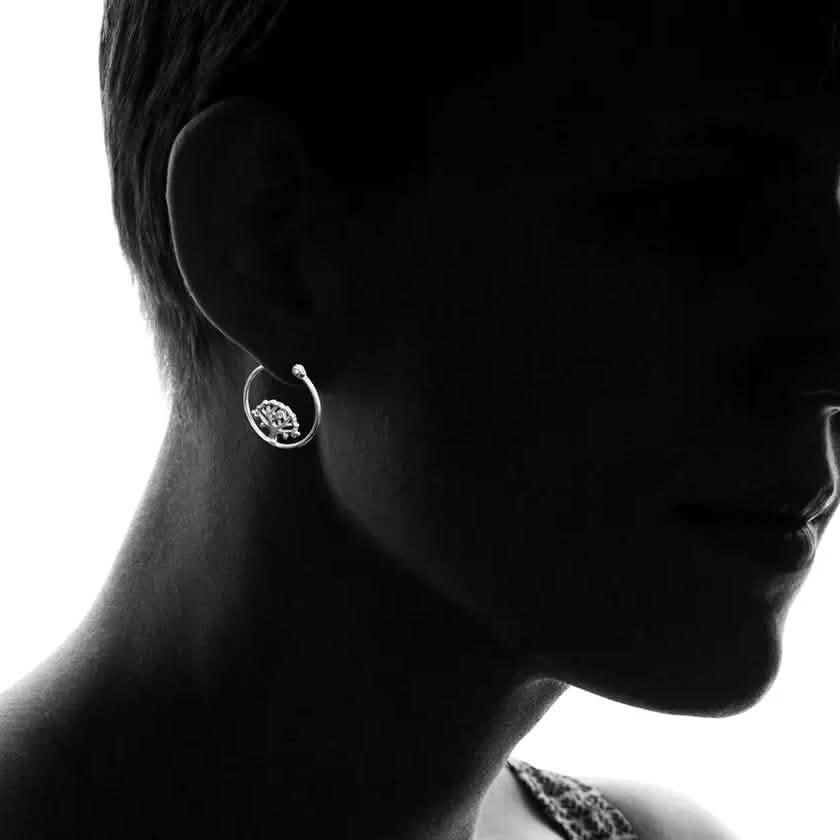 Boucles d'oreilles créoles en argent sterling Arbre de Vie