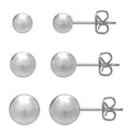 Trio de boucles d'oreilles clous en argent sterling
