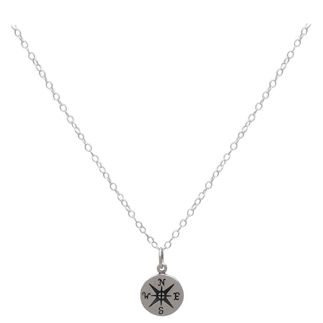 Sterling Silver Compass Necklace