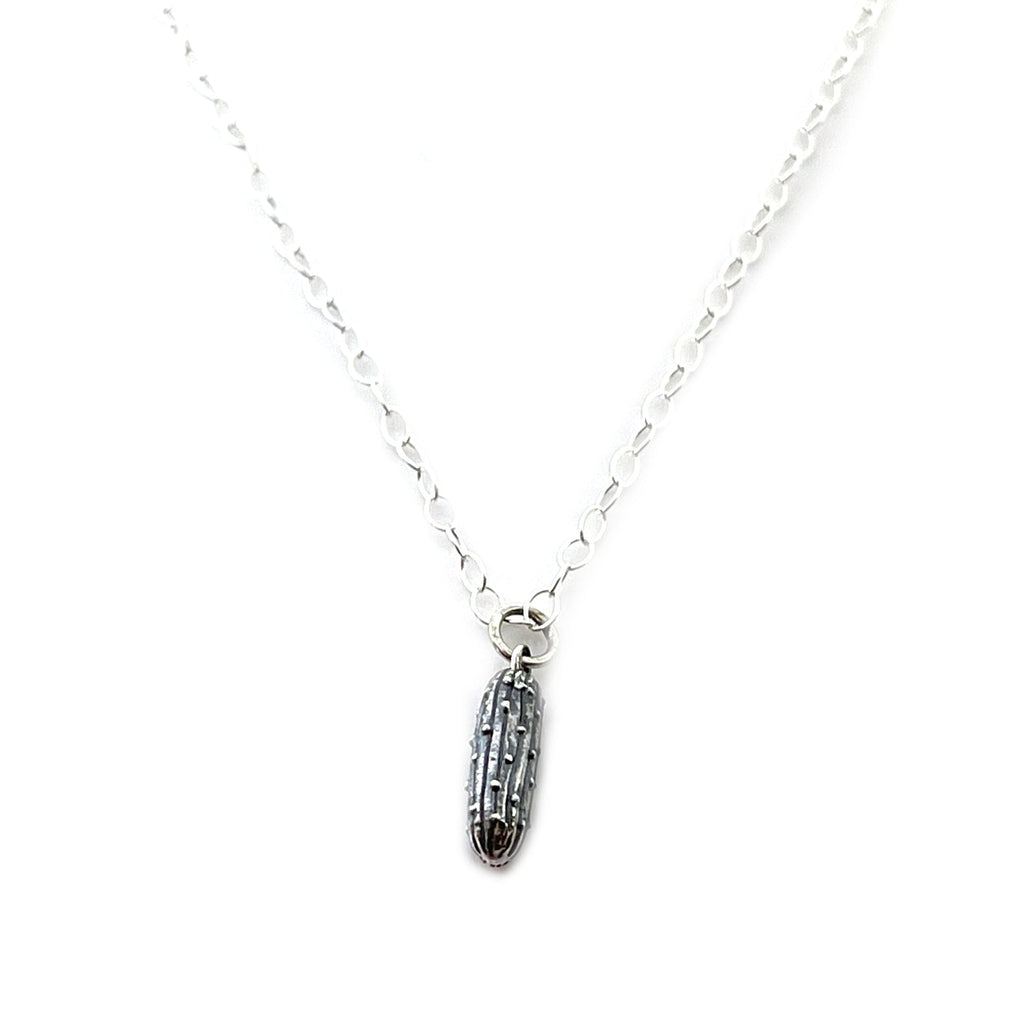 Pickle Charm Necklace - Sterling Silver Jewelry - Handmade Jewelry - Gift for Her